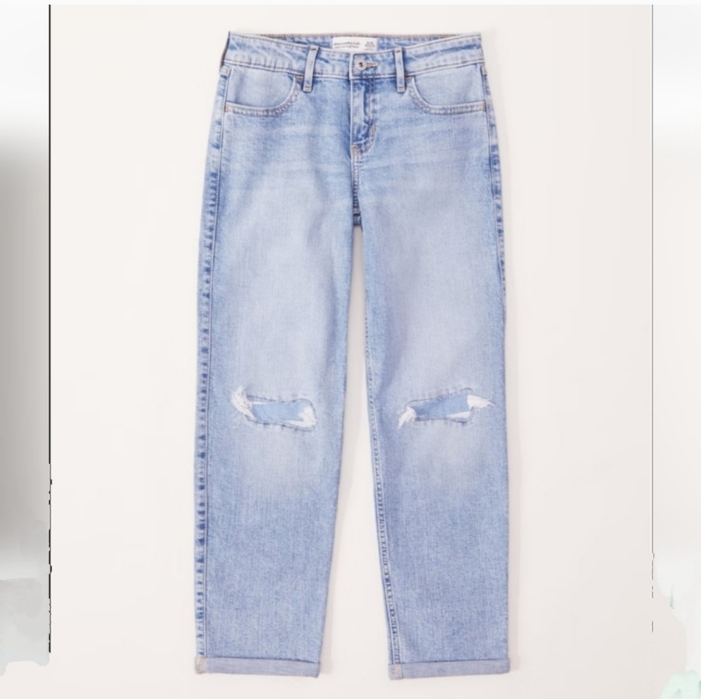 ABERCROMBIE & FITCH Distressed Boyfriend Denim Jeans Size Light Wash 30/…